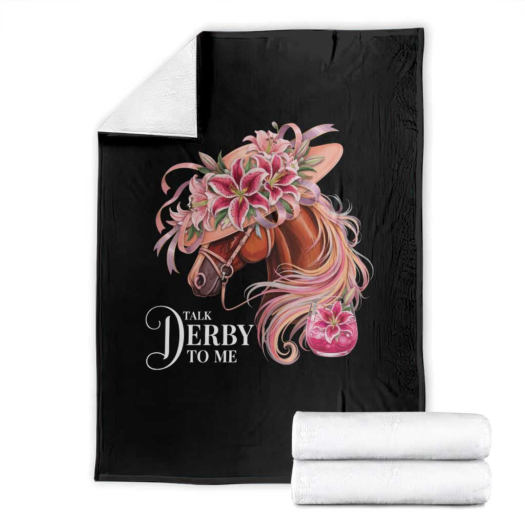 Talk Derby To Me Throw Blanket Funny Horse Racing Derby Day Stargazer Lilies TS11 Black Print Your Wear