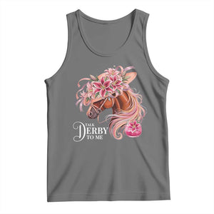 Talk Derby To Me Tank Top Funny Horse Racing Derby Day Stargazer Lilies TS11 Black Heather Print Your Wear