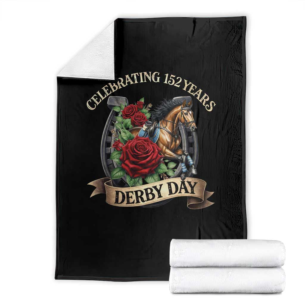 Celebrating 152 Years Derby Day Throw Blanket Vintage Horse Racing Roses TS11 Black Print Your Wear