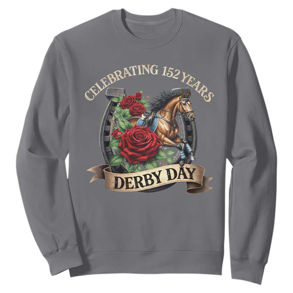 Celebrating 152 Years Derby Day Sweatshirt Vintage Horse Racing Roses TS11 Charcoal Print Your Wear
