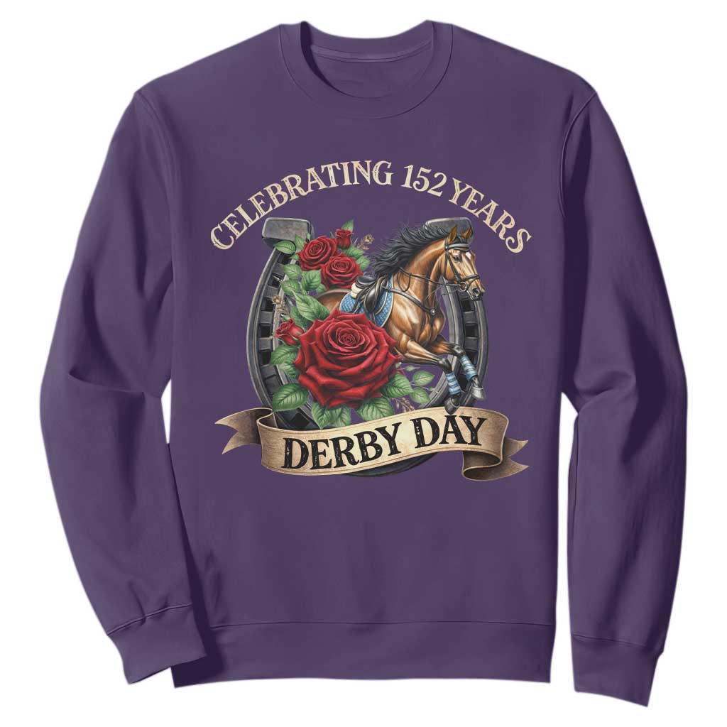 Celebrating 152 Years Derby Day Sweatshirt Vintage Horse Racing Roses TS11 Purple Print Your Wear