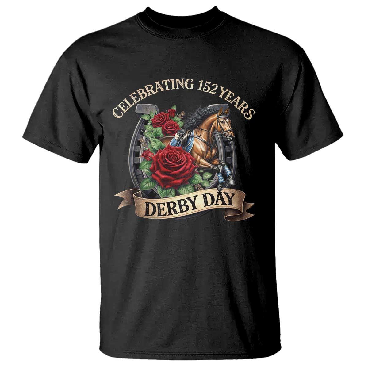 Celebrating 152 Years Derby Day T Shirt Vintage Horse Racing Roses TS11 Black Print Your Wear