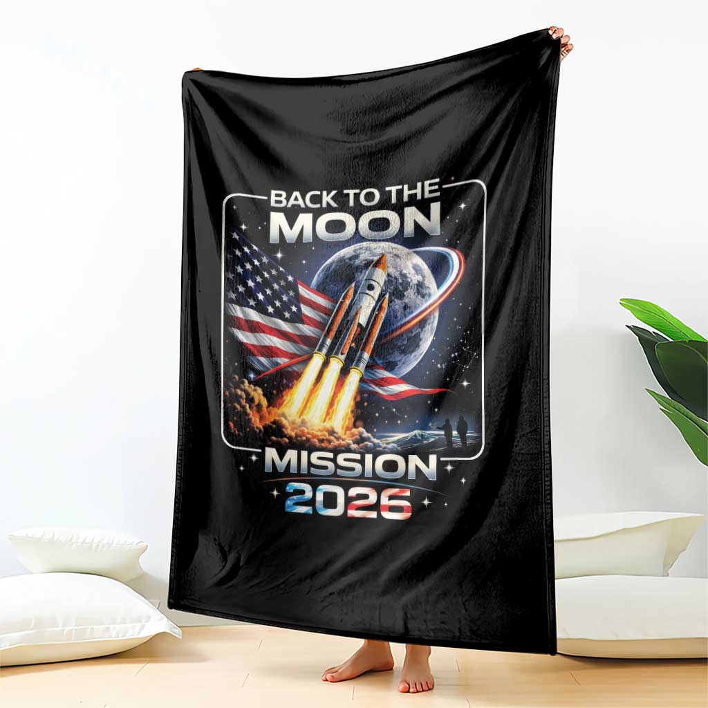 Back To The Moon Mission 2026 Throw Blanket Rocket Launch Moon Space Program TS11 Print Your Wear