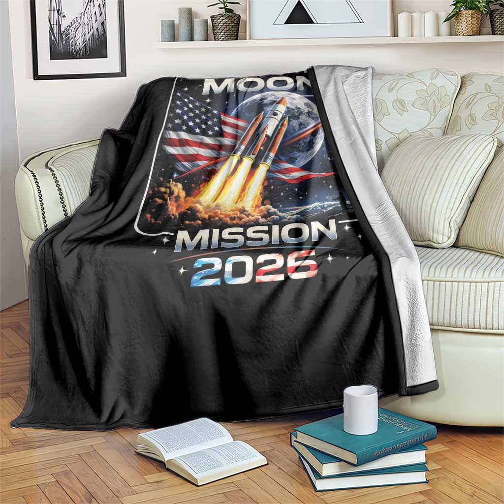 Back To The Moon Mission 2026 Throw Blanket Rocket Launch Moon Space Program TS11 Print Your Wear