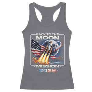 Back To The Moon Mission 2026 Racerback Tank Top Rocket Launch Moon Space Program TS11 Charcoal Print Your Wear