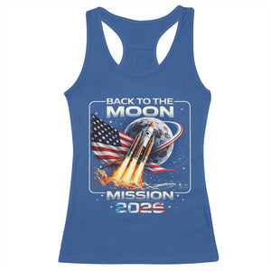 Back To The Moon Mission 2026 Racerback Tank Top Rocket Launch Moon Space Program TS11 Royal Blue Print Your Wear