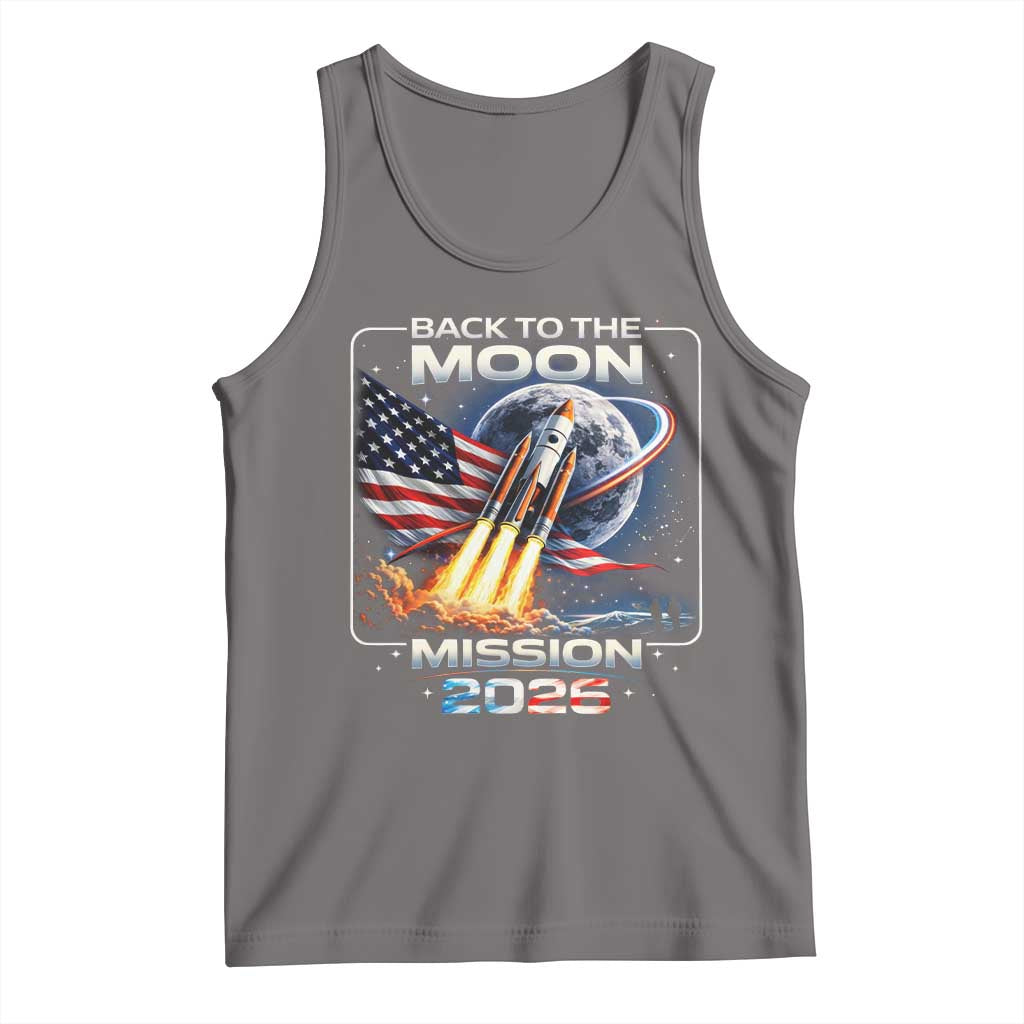 Back To The Moon Mission 2026 Tank Top Rocket Launch Moon Space Program TS11 Deep Heather Print Your Wear