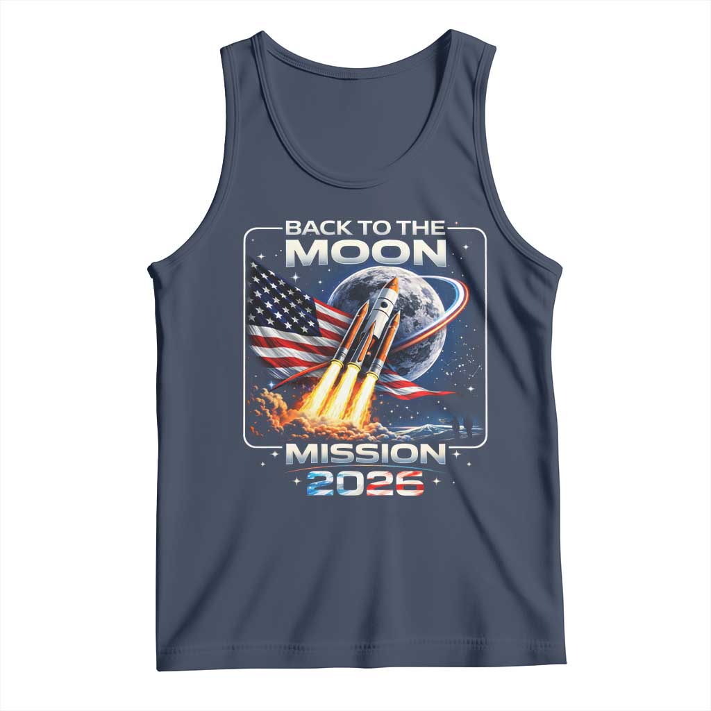 Back To The Moon Mission 2026 Tank Top Rocket Launch Moon Space Program TS11 Navy Print Your Wear
