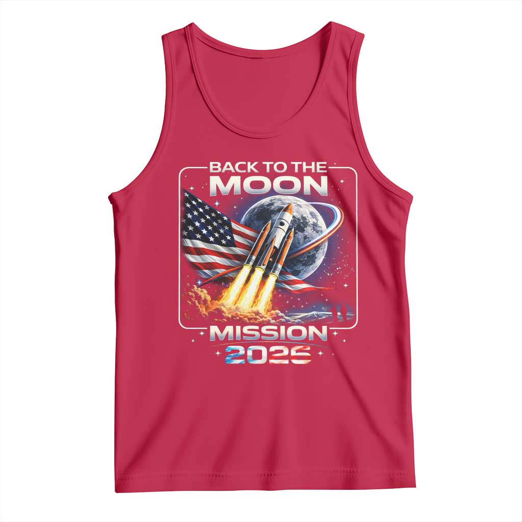 Back To The Moon Mission 2026 Tank Top Rocket Launch Moon Space Program TS11 Red Print Your Wear