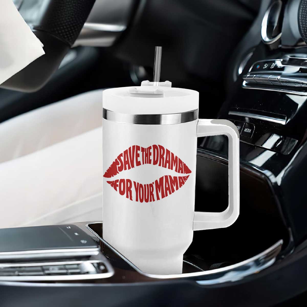 Save The Drama For Your Mama Tumbler With Handle Retro 90s Sitcom TS11 Print Your Wear
