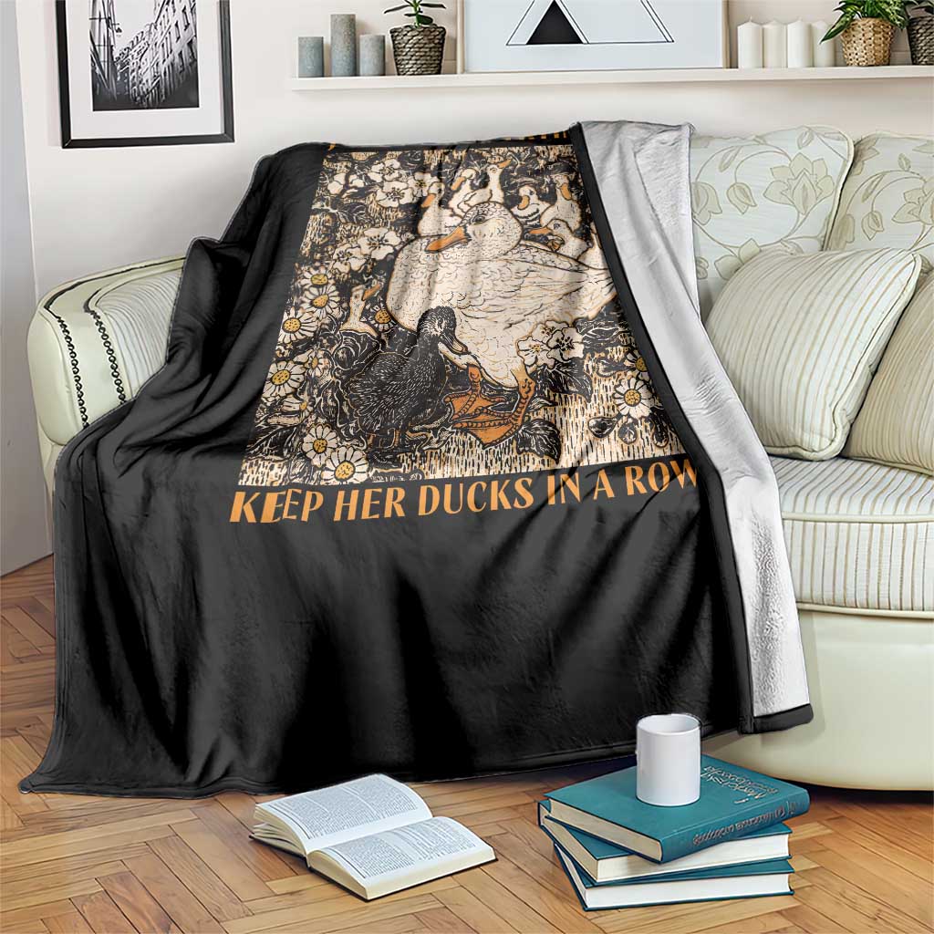 Just A Mom Trying To Keep Her Ducks In A Row Throw Blanket Funny Duck Mom TS11 Print Your Wear