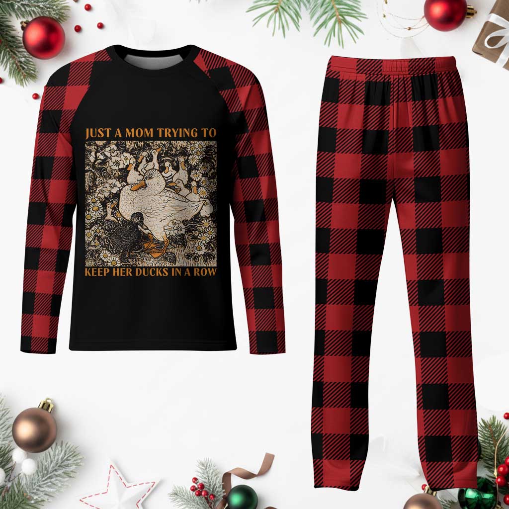 Just A Mom Trying To Keep Her Ducks In A Row Plaid Pajama Set Funny Duck Mom TS11 Buffalo Plaid Print Your Wear