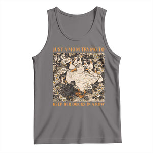 Just A Mom Trying To Keep Her Ducks In A Row Tank Top Funny Duck Mom TS11 Deep Heather Print Your Wear