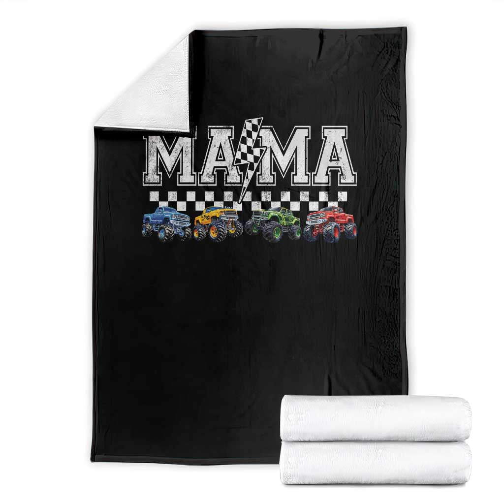 Monster Truck Mama Throw Blanket Funny Truck Mom Checkered Mother's Day TS11 Black Print Your Wear