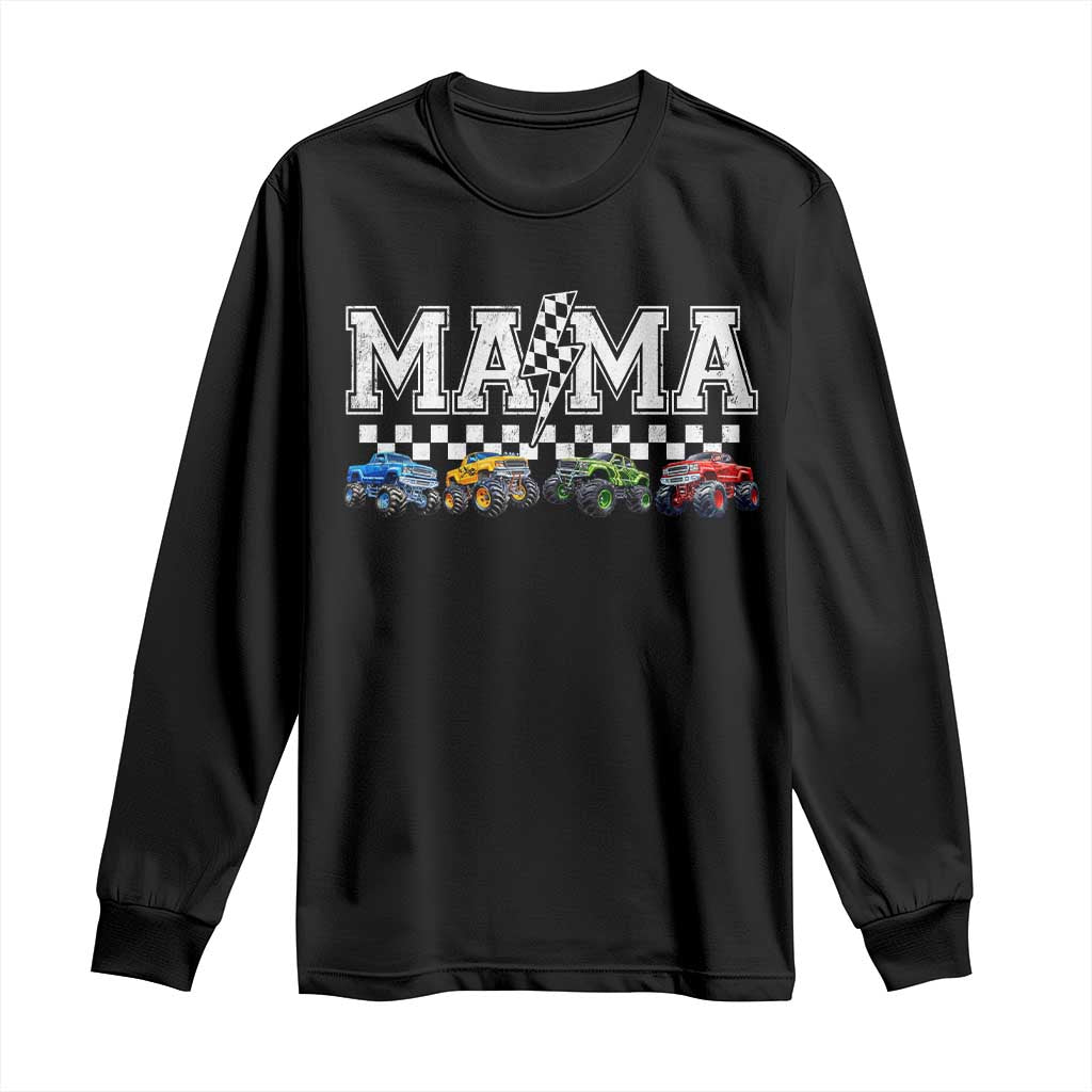 Monster Truck Mama Long Sleeve Shirt Funny Truck Mom Checkered Mother's Day TS11 Black Print Your Wear