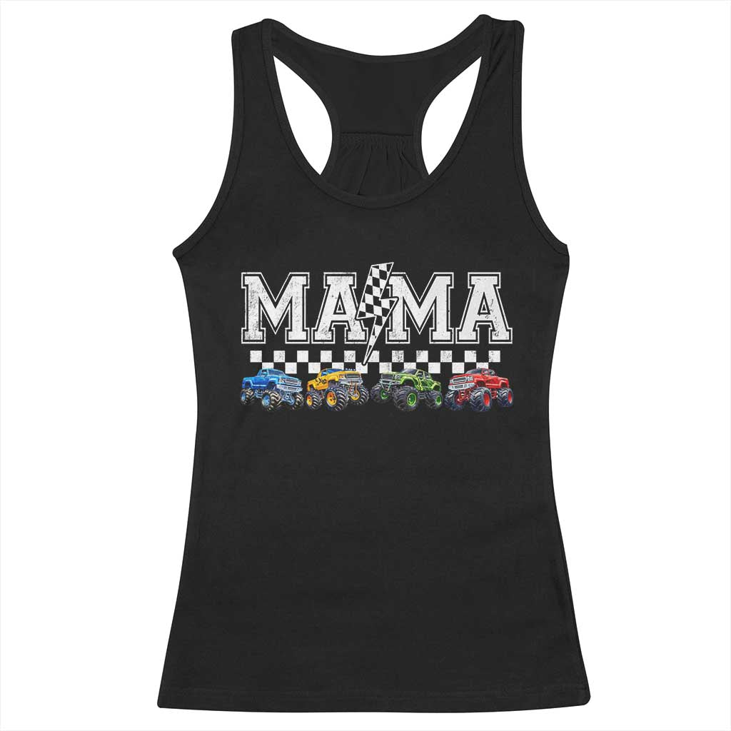 Monster Truck Mama Racerback Tank Top Funny Truck Mom Checkered Mother's Day TS11 Black Print Your Wear
