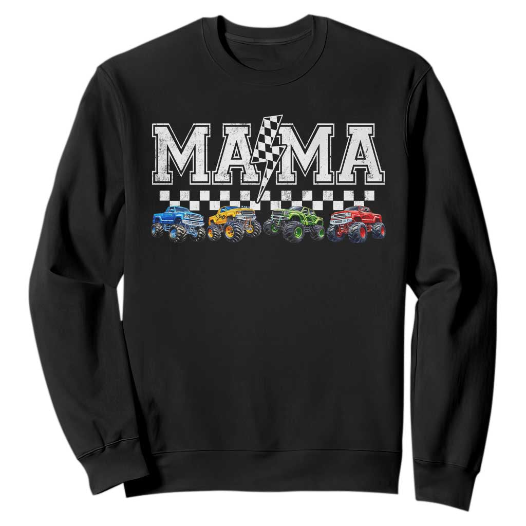 Monster Truck Mama Sweatshirt Funny Truck Mom Checkered Mother's Day TS11 Black Print Your Wear