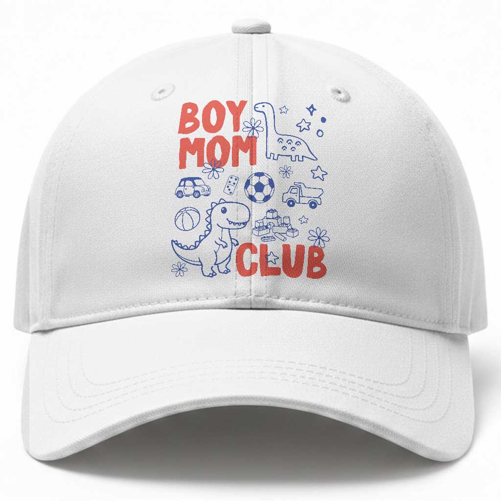 Boy Mom Club Baseball Cap Mom Of Boys Dinosaur Kids Toy Doodles TS11 Print Your Wear