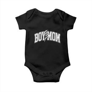 Boy Mom Lightning Bolt Checkered Varsity Son Mama Baby Onesie TS11 Black Print Your Wear