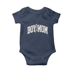 Boy Mom Lightning Bolt Checkered Varsity Son Mama Baby Onesie TS11 Navy Print Your Wear