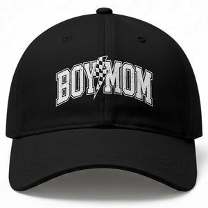 Boy Mom Lightning Bolt Checkered Varsity Son Mama Baseball Cap TS11 Print Your Wear