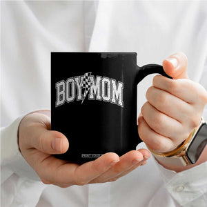 Boy Mom Lightning Bolt Checkered Varsity Son Mama Coffee Mug TS11 Print Your Wear