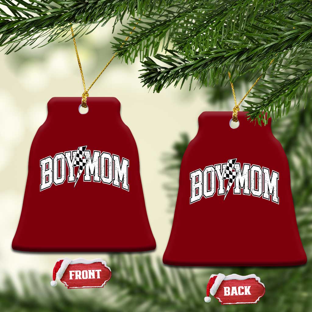 Boy Mom Lightning Bolt Checkered Varsity Son Mama Ceramic Ornament TS11 Print Your Wear