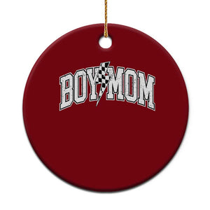 Boy Mom Lightning Bolt Checkered Varsity Son Mama Ceramic Ornament TS11 1pc Red Print Your Wear