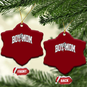 Boy Mom Lightning Bolt Checkered Varsity Son Mama Ceramic Ornament TS11 Print Your Wear