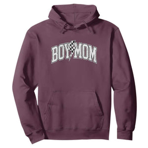 Boy Mom Lightning Bolt Checkered Varsity Son Mama Hoodie TS11 Maroon Print Your Wear