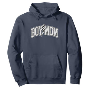 Boy Mom Lightning Bolt Checkered Varsity Son Mama Hoodie TS11 Navy Print Your Wear