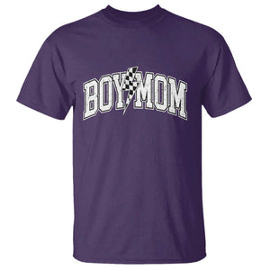 Boy Mom Lightning Bolt Checkered Varsity Son Mama T Shirt TS11 Purple Print Your Wear