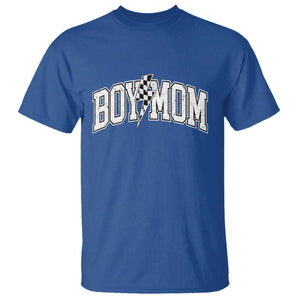 Boy Mom Lightning Bolt Checkered Varsity Son Mama T Shirt TS11 Royal Blue Print Your Wear