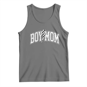Boy Mom Lightning Bolt Checkered Varsity Son Mama Tank Top TS11 Black Heather Print Your Wear