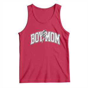 Boy Mom Lightning Bolt Checkered Varsity Son Mama Tank Top TS11 Red Print Your Wear