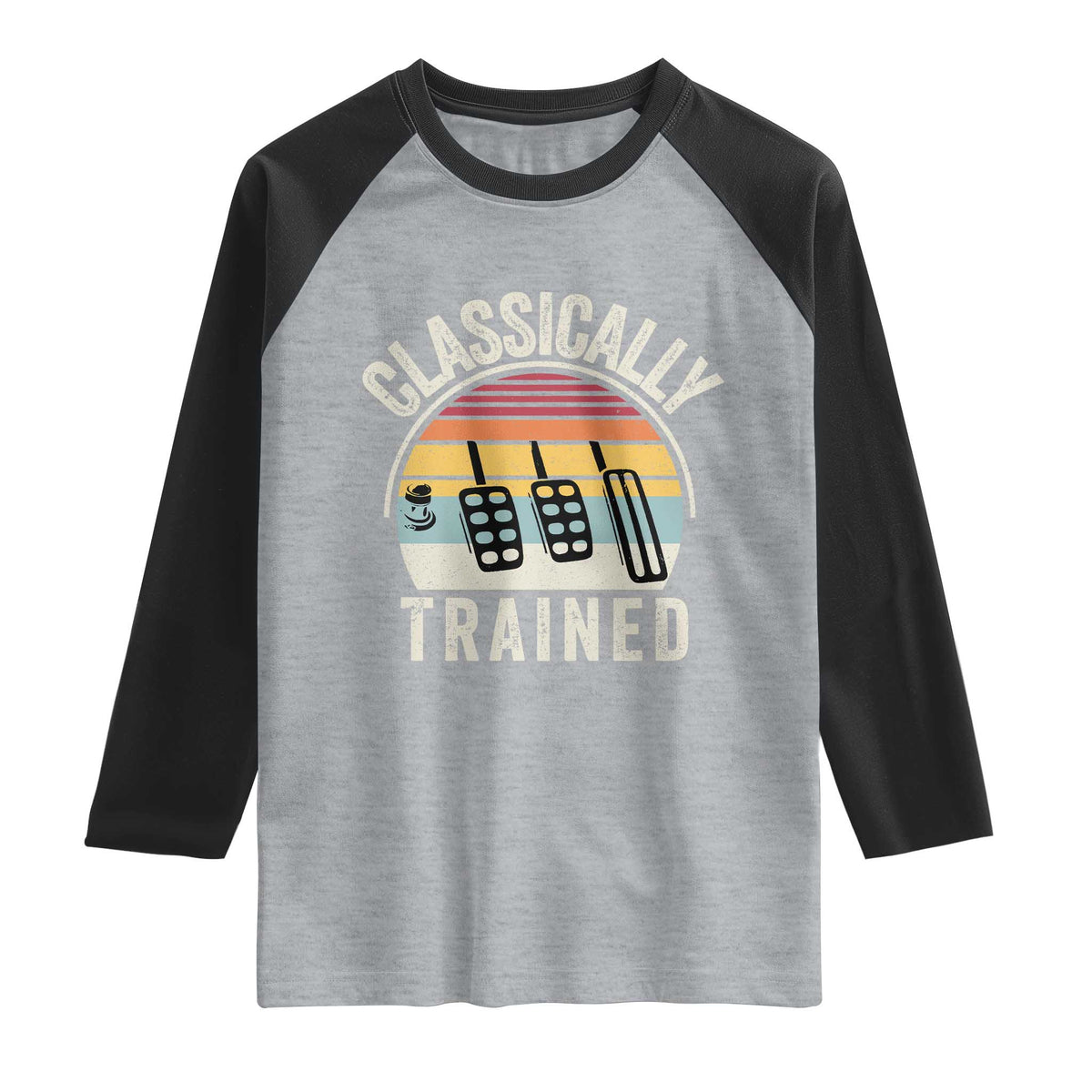 Classically Trained Car Raglan Shirt Funny Manual Transmission Driver TS11 Heather Gray Black Print Your Wear
