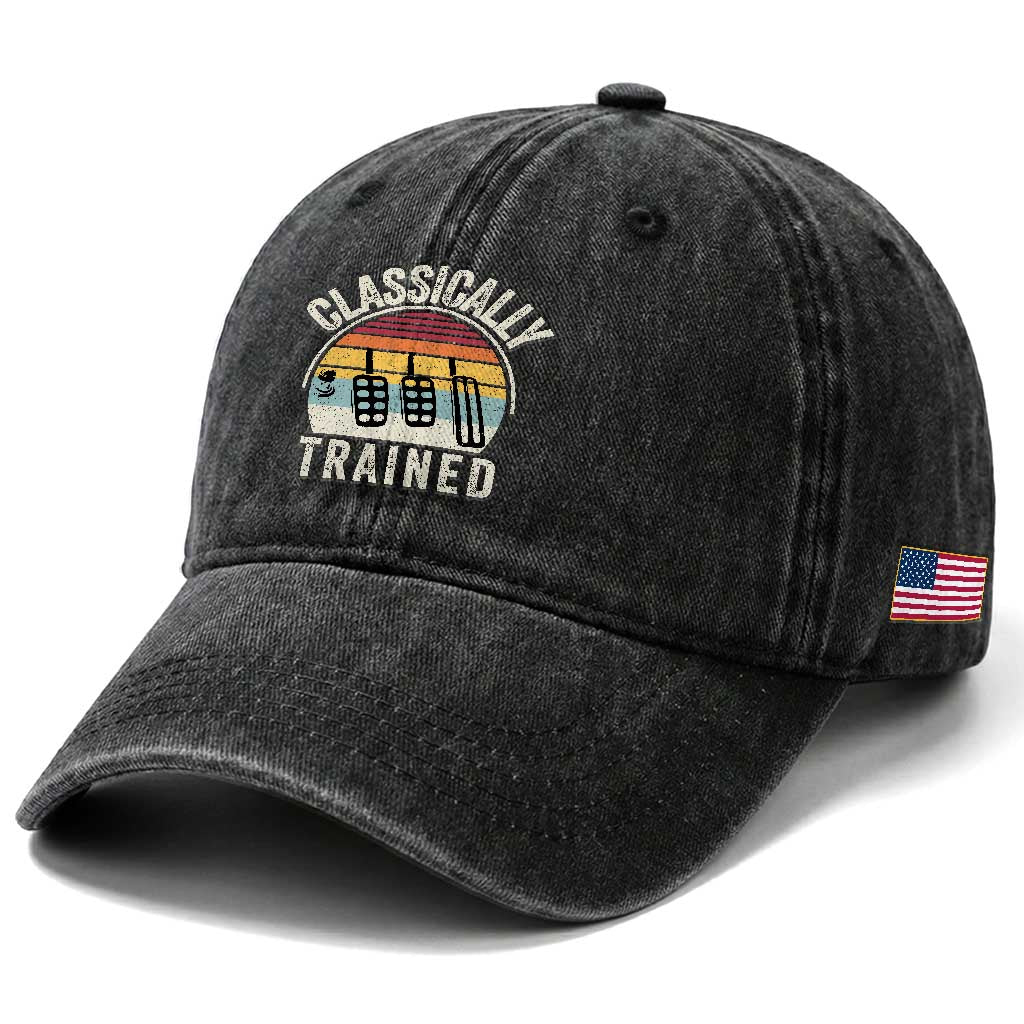 Classically Trained Car Washed Cotton Baseball Cap Funny Manual Transmission Driver TS11 Print Your Wear