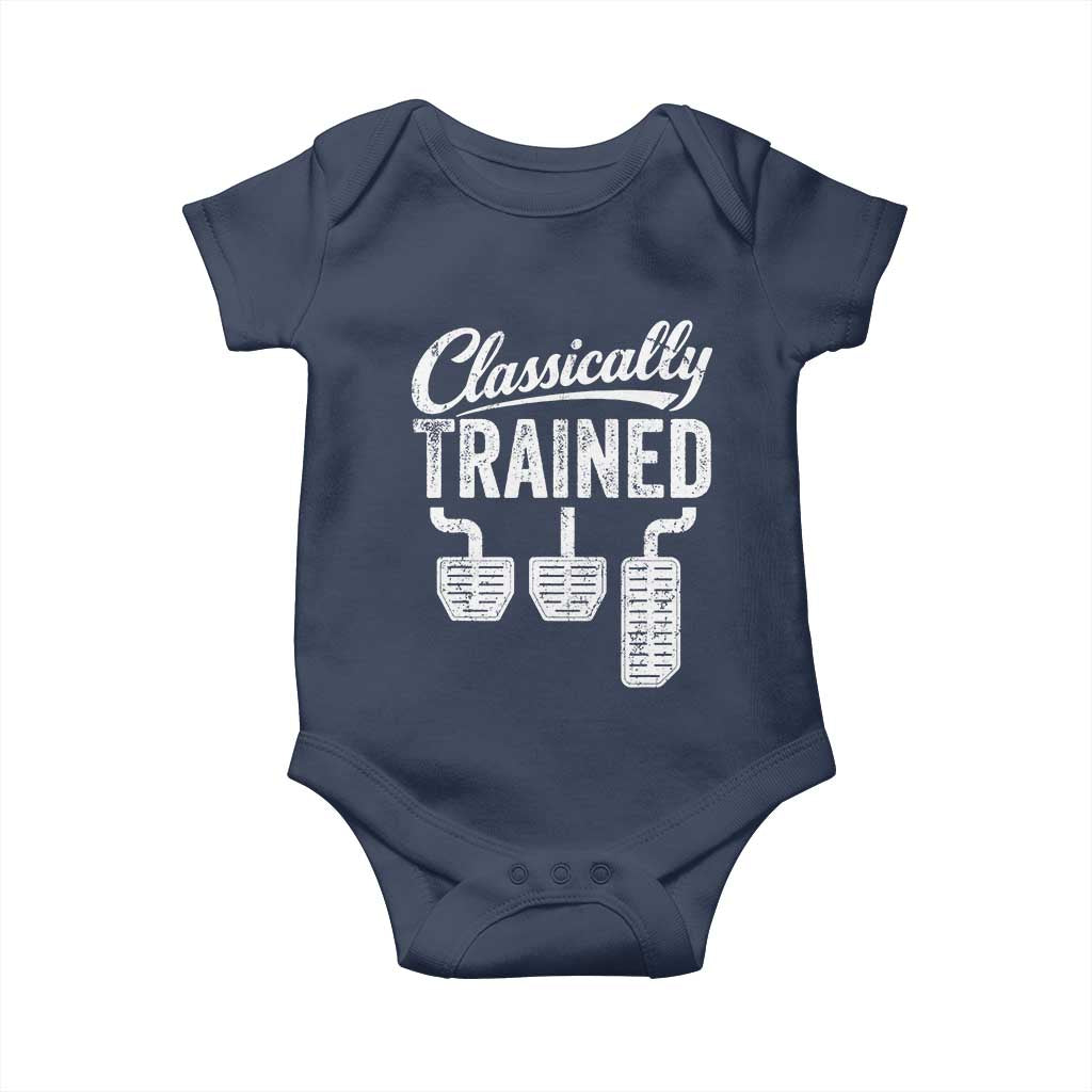 Classically Trained Manual Car Baby Onesie Pedals Driving Humor TS11 Navy Print Your Wear