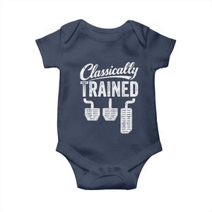 Classically Trained Manual Car Baby Onesie Pedals Driving Humor TS11 Navy Print Your Wear