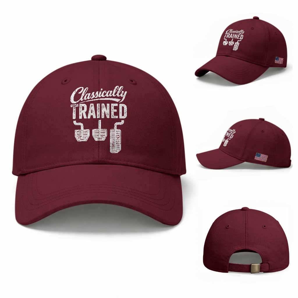 Classically Trained Manual Car Baseball Cap Pedals Driving Humor TS11 Baseball Cap Universal Fit Maroon Print Your Wear