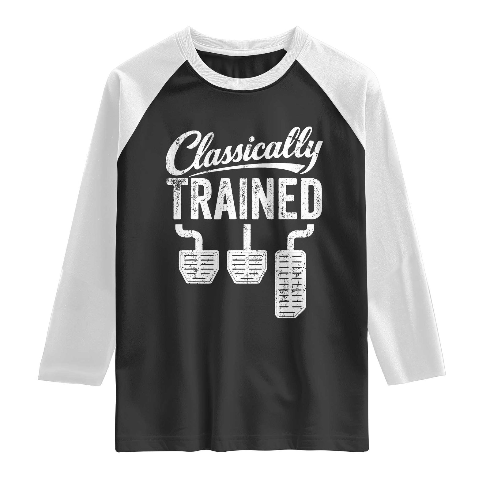 Classically Trained Manual Car Raglan Shirt Pedals Driving Humor TS11 Black White Print Your Wear