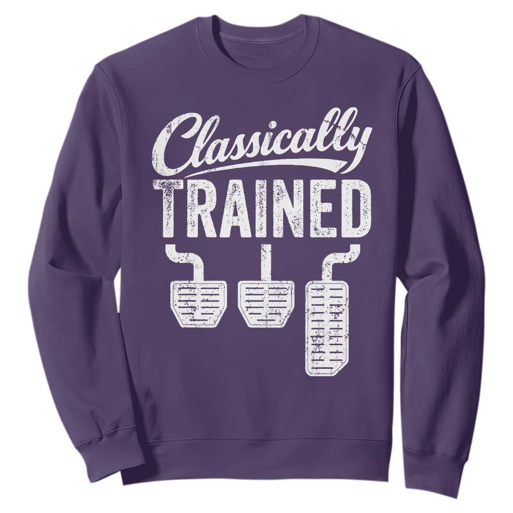 Classically Trained Manual Car Sweatshirt Pedals Driving Humor TS11 Purple Print Your Wear