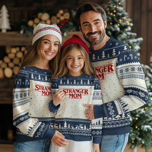 Stranger Mom Ugly Christmas Sweater Funny Mothers Day Movie Gift TS11 Beige Navy Print Your Wear