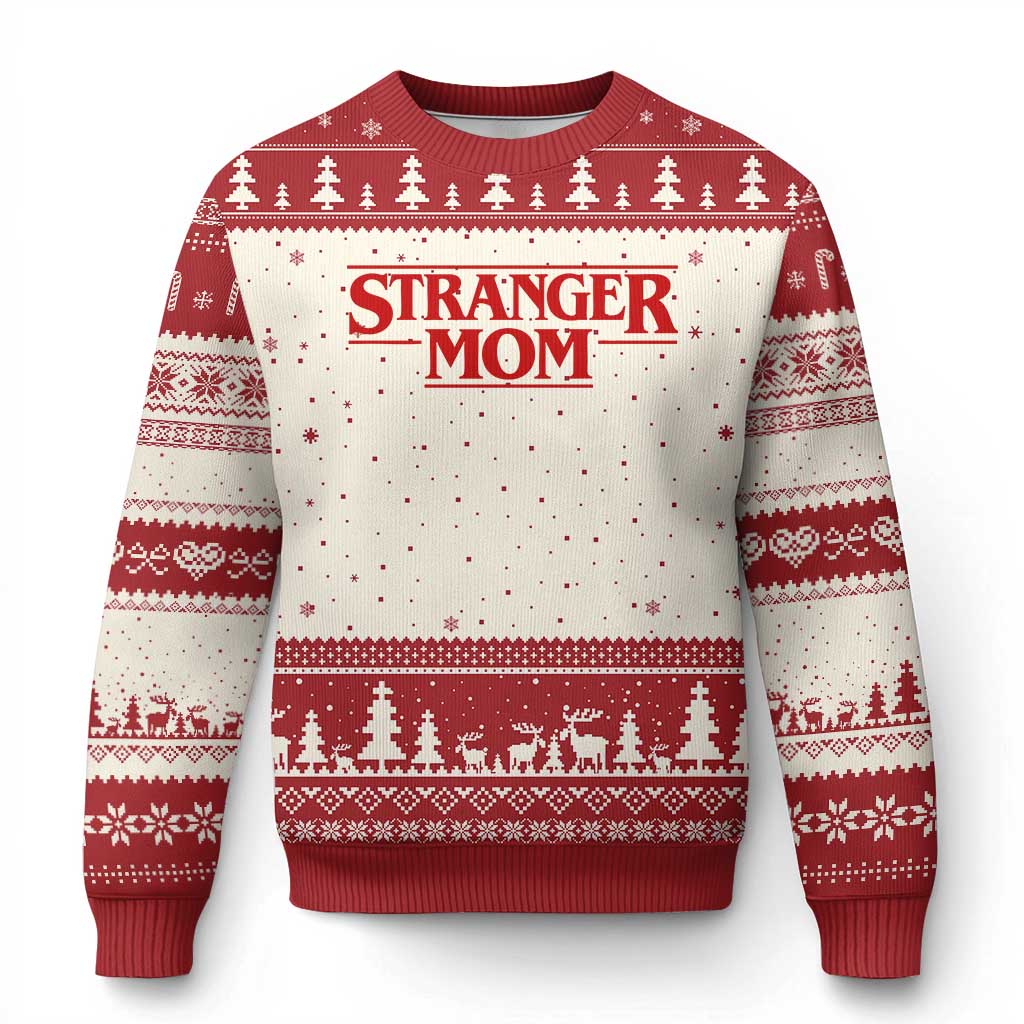 Stranger Mom Ugly Christmas Sweater Funny Mothers Day Movie Gift TS11 Beige Red Print Your Wear