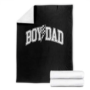 Boy Dad Lightning Bolt Checkered Varsity Son Daddy Throw Blanket TS11 Black Print Your Wear