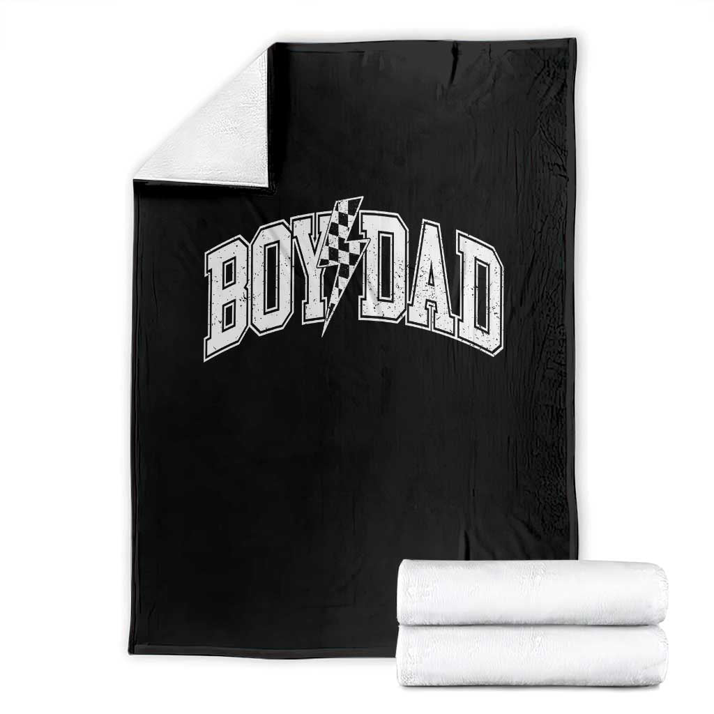 Boy Dad Lightning Bolt Checkered Varsity Son Daddy Throw Blanket TS11 Black Print Your Wear