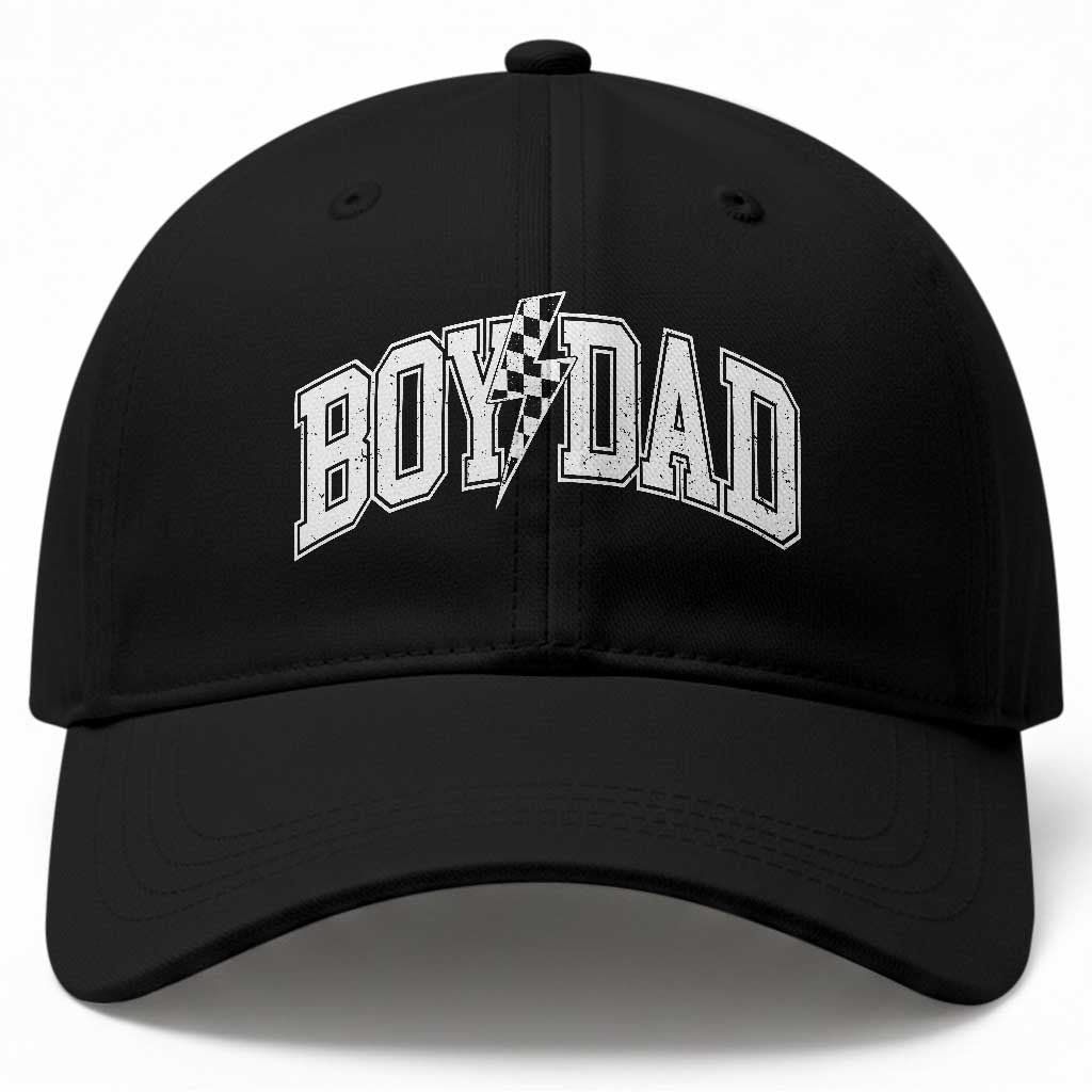 Boy Dad Lightning Bolt Checkered Varsity Son Daddy Baseball Cap TS11 Print Your Wear