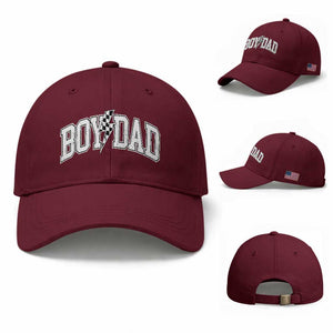 Boy Dad Lightning Bolt Checkered Varsity Son Daddy Baseball Cap TS11 Baseball Cap Universal Fit Maroon Print Your Wear
