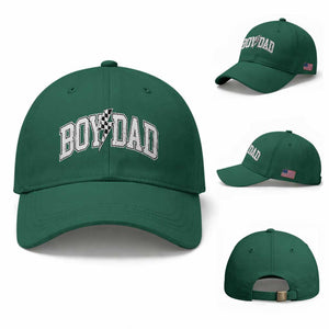 Boy Dad Lightning Bolt Checkered Varsity Son Daddy Baseball Cap TS11 Baseball Cap Universal Fit Irish Green Print Your Wear