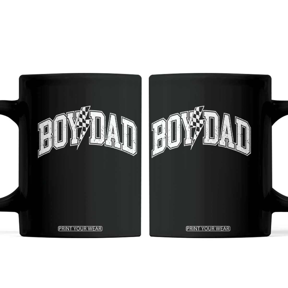 Boy Dad Lightning Bolt Checkered Varsity Son Daddy Coffee Mug TS11 Black Print Your Wear